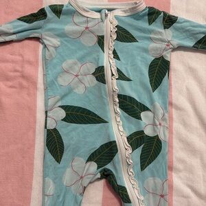 Kickee Pants - 3-6 Month - Blue Plumeria Onesie